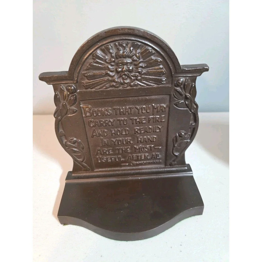 Antique Bradley Hubbard Cast Iron Classic Wind Poetry Bacon Johnson Bookends